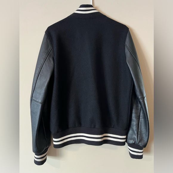 SOLD * Roots Black Varsity Jacket with Leather Sleeves Women’s Size 10 - Picture 3 of 8